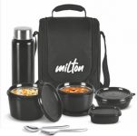 MILTON Pro Lunch Box (3 Containers, 1 Chutney Dabba, 1 Bottle, Spoon, Fork, 1 Jacket) 4 Containers Lunch Box On Flipkart For Rs. 997 @ 50% off