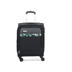 Aristocrat Commander 55Cms Premium Polyester With PVC Coating Soft Sided Cabin Size 4 Wheels Small Black Suitcase For Rs. 1599 @ 79 %