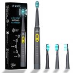 IZI White Ultra Sonic Whitening Electric Toothbrush | 360 Deep Clean | Electric Rechargeable Toothbrush For Adults | 40000 Strokes/min | 5 Brushing Modes | Smart Timer And 4 Brush Heads (Pack Of 1) For Rs. 499 @ 50 %