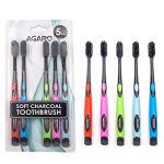 AGARO Charcoal Toothbrush, Gentle Soft, Teeth Whitening For Adults & Children, Medium Tip Bristles, Family Pack Of 5, Mix Colour For Rs. 109 @ 45 %